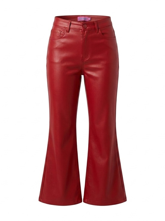 Edikted Pants - Edikted Luna Faux Leather Flare Jeans in Red - Size Small